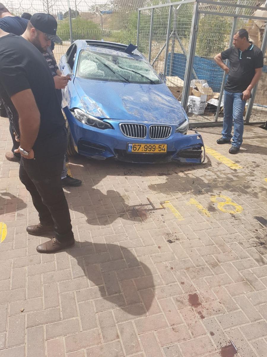 היה לו מזל גדול. רכבו של גאדיר, הבוקר במוסך (צילום: נדב ויצמן)